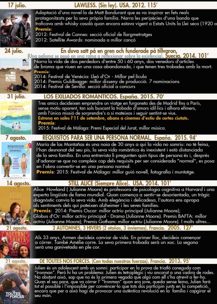Programació cinema a la fresca
